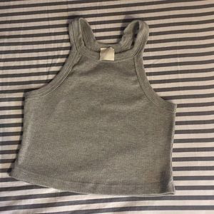 Grey ribbed crop top